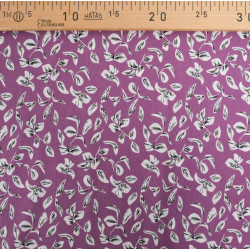 Viscose Mauve Motif Petites Feuilles - Maison Klem