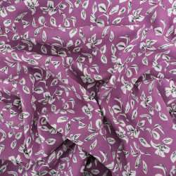 Viscose Mauve Motif Petites Feuilles - Maison Klem