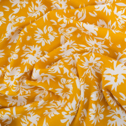 Viscose Moutarde Motif Floral - Maison Klem