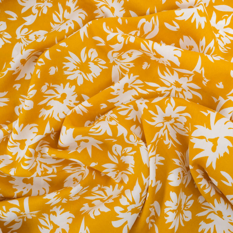 Viscose Moutarde Motif Floral - Maison Klem
