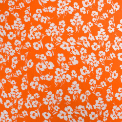 Viscose Mandarine Petites Fleurs Blanches - Maison Klem