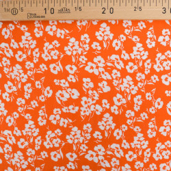 Viscose Mandarine Petites Fleurs Blanches - Maison Klem