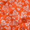Viscose Mandarine Petites Fleurs Blanches - Maison Klem