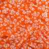 Viscose Mandarine Petites Fleurs Blanches - Maison Klem