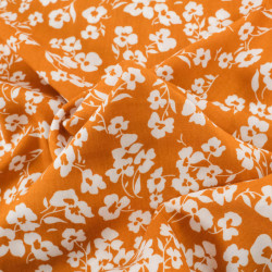 Viscose Caramel Petites Fleurs Blanches - Maison Klem