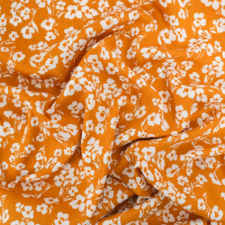 Viscose Caramel Petites Fleurs Blanches - Maison Klem