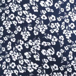 Viscose Bleu Nuit Petites Fleurs Blanches - Maison Klem