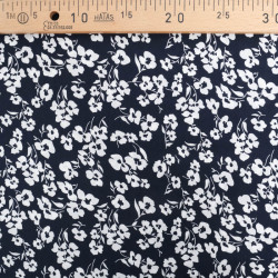Viscose Bleu Nuit Petites Fleurs Blanches - Maison Klem