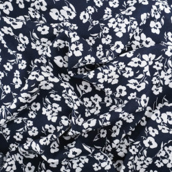 Viscose Bleu Nuit Petites Fleurs Blanches - Maison Klem