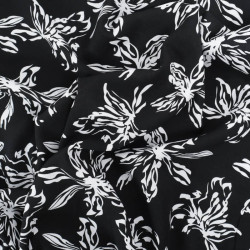 Viscose Noire Grandes Fleurs Blanches - Maison Klem