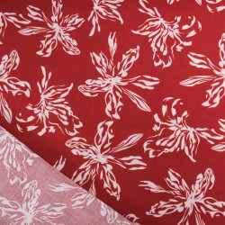 Viscose Bordeaux Grandes Fleurs Blanches - Maison Klem