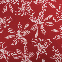 Viscose Bordeaux Grandes Fleurs Blanches - Maison Klem