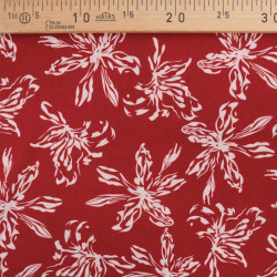 Viscose Bordeaux Grandes Fleurs Blanches - Maison Klem