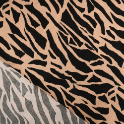 Viscose Motif Tigré Noir et Praline - Maison Klem