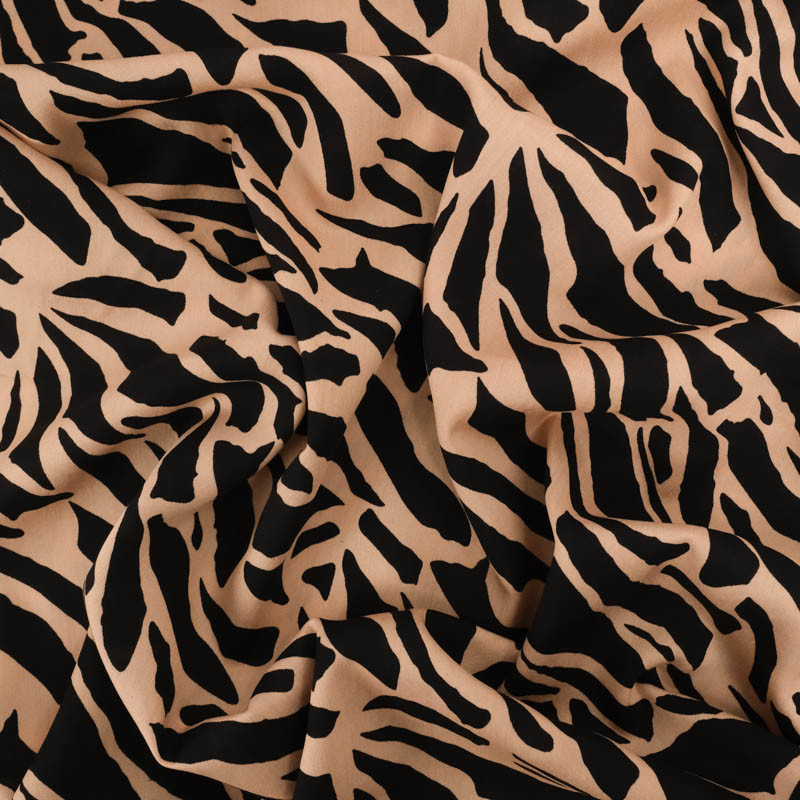 Viscose Motif Tigré Noir et Praline - Maison Klem