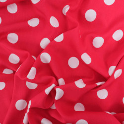 Viscose Cerise Gros Pois Blancs - Maison Klem