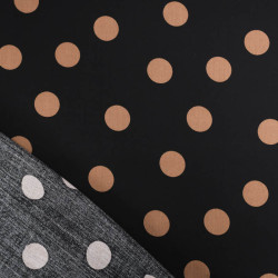 Viscose Noir Gros Pois Cappuccino - Maison Klem