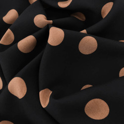 Viscose Noir Gros Pois Cappuccino - Maison Klem