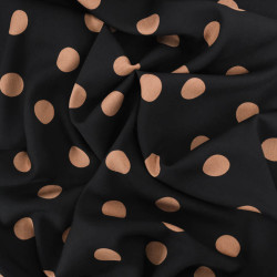Viscose Noir Gros Pois Cappuccino - Maison Klem