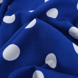 Viscose Bleu Marine Gros Pois Blancs - Maison Klem