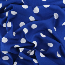 Viscose Bleu Marine Gros Pois Blancs - Maison Klem