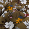 Viscose Kaki Motif Fleuri Tropical - Maison Klem