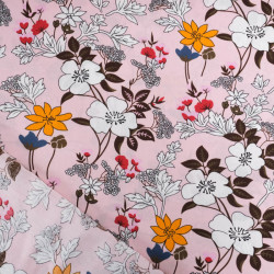 Viscose Rose Clair Motif Fleuri Tropical - Maison Klem