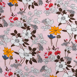 Viscose Rose Clair Motif Fleuri Tropical - Maison Klem