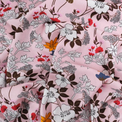 Viscose Rose Clair Motif Fleuri Tropical - Maison Klem