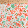 Viscose Ecrue Motif Floral Corail et Vert - Maison Klem
