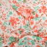 Viscose Ecrue Motif Floral Corail et Vert - Maison Klem