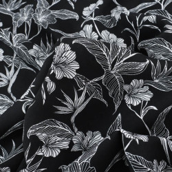 Viscose Noire Motif Floral Tropical - Maison Klem
