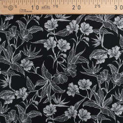 Viscose Noire Motif Floral Tropical - Maison Klem