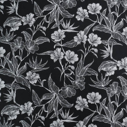 Viscose Noire Motif Floral Tropical - Maison Klem