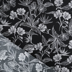 Viscose Noire Motif Floral Tropical - Maison Klem