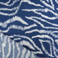 Viscose Imprimée Bleue Motif Zèbre - Maison Klem