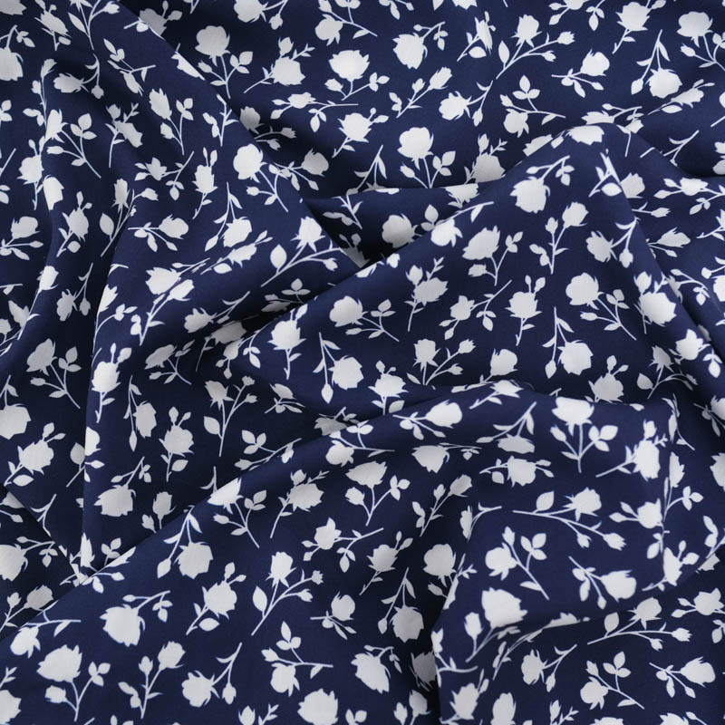 Viscose Flower Bleu Marine - Maison Klem