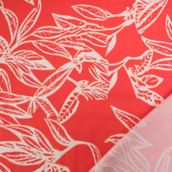 Viscose Flores Rouge Corail - Maison Klem