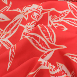 Viscose Flores Rouge Corail - Maison Klem