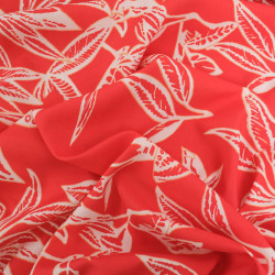 Viscose Flores Rouge Corail - Maison Klem