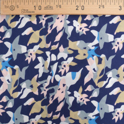 Viscose Bleu Marine Motif Abstrait Coloré - Maison Klem