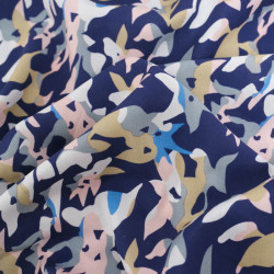 Viscose Bleu Marine Motif Abstrait Coloré - Maison Klem