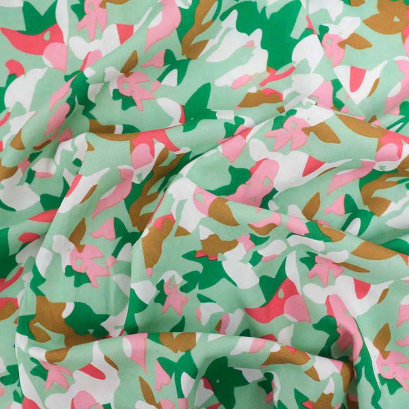 Viscose Vert Menthe Motif Abstrait Coloré - Maison Klem