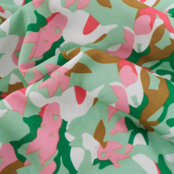 Viscose Vert Menthe Motif Abstrait Coloré - Maison Klem