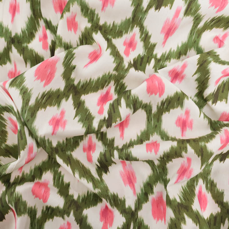 Viscose Ethnique Kaki et Rose - Maison Klem