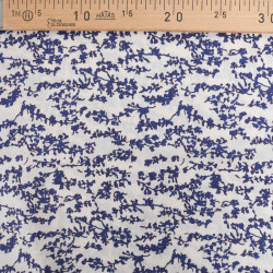 Viscose Ecrue Petit Feuillage Bleu Myrtille - Maison Klem