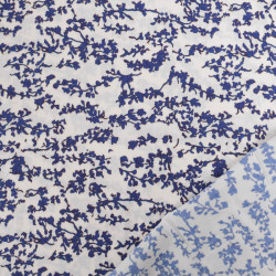 Viscose Ecrue Petit Feuillage Bleu Myrtille - Maison Klem