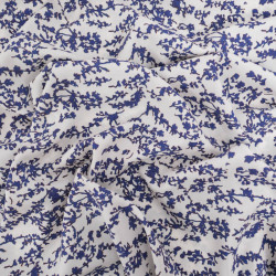 Viscose Ecrue Petit Feuillage Bleu Myrtille - Maison Klem