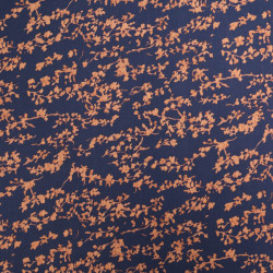 Viscose Bleu Marine Petit Feuillage Praline - Maison Klem