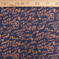 Viscose Bleu Marine Petit Feuillage Praline - Maison Klem